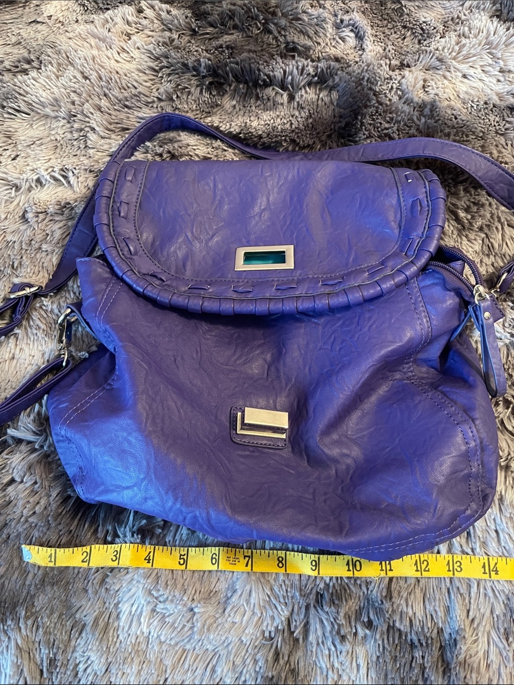 Versona Purple Faux-Leather Shoulder Bag with Metal Accents